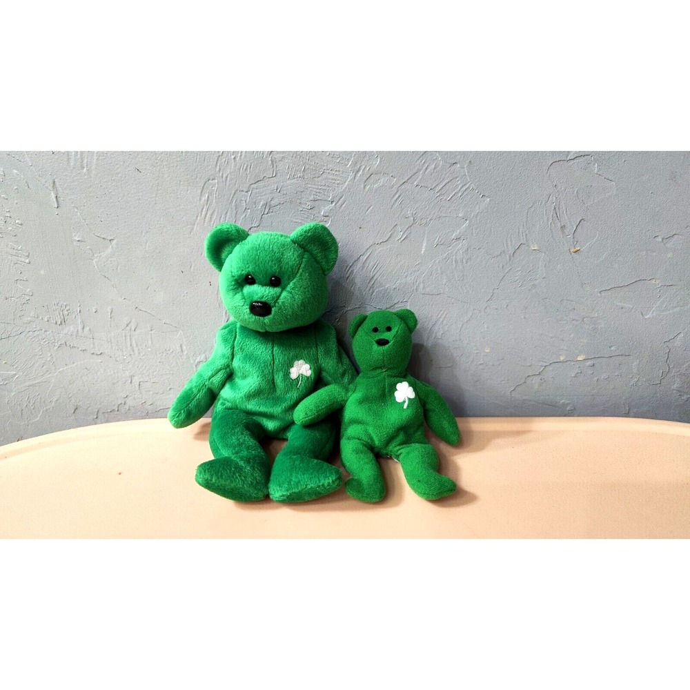 Ty Beanie Baby Erin Bear 1997 Original Teenie & Green Shamrock Irish Luck